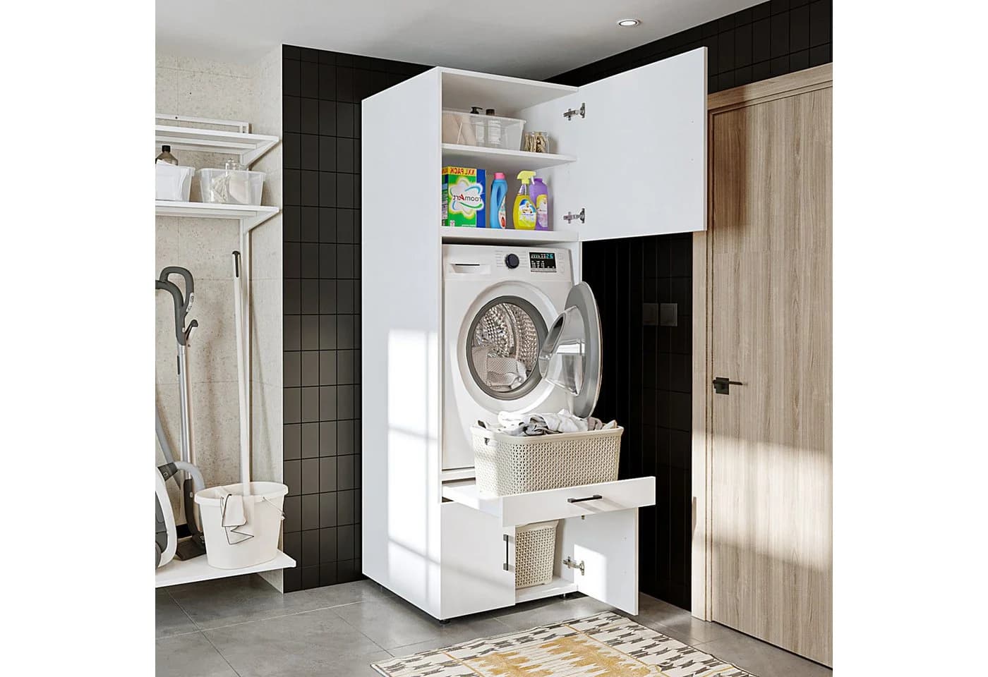 Roomart Waschmaschinenschrank 67 cm Weiß mit Soft-Close - Bild 2