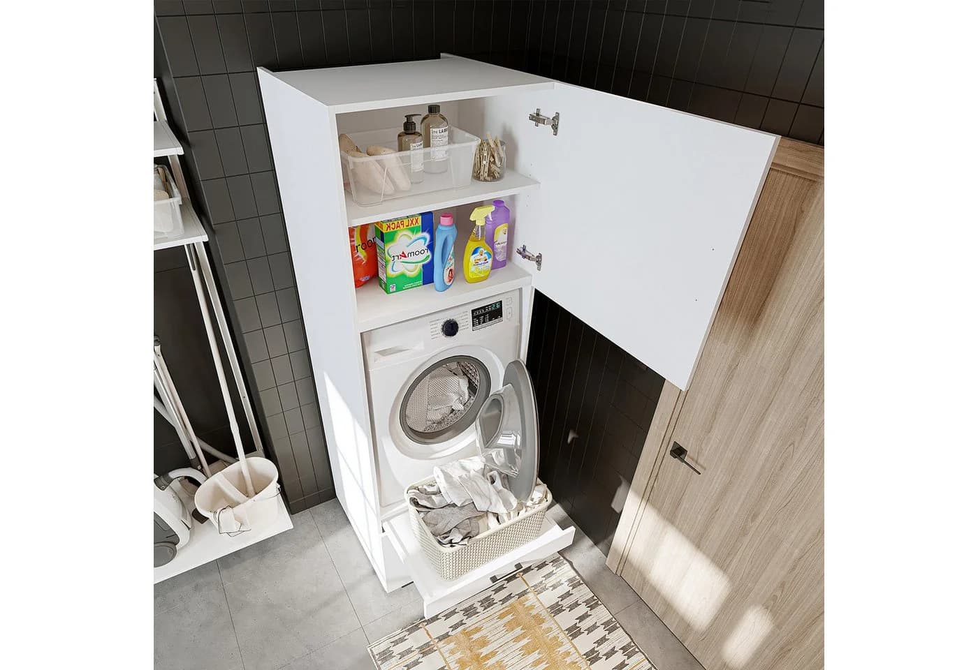 Roomart Waschmaschinenschrank 67 cm Weiß mit Soft-Close - Bild 4