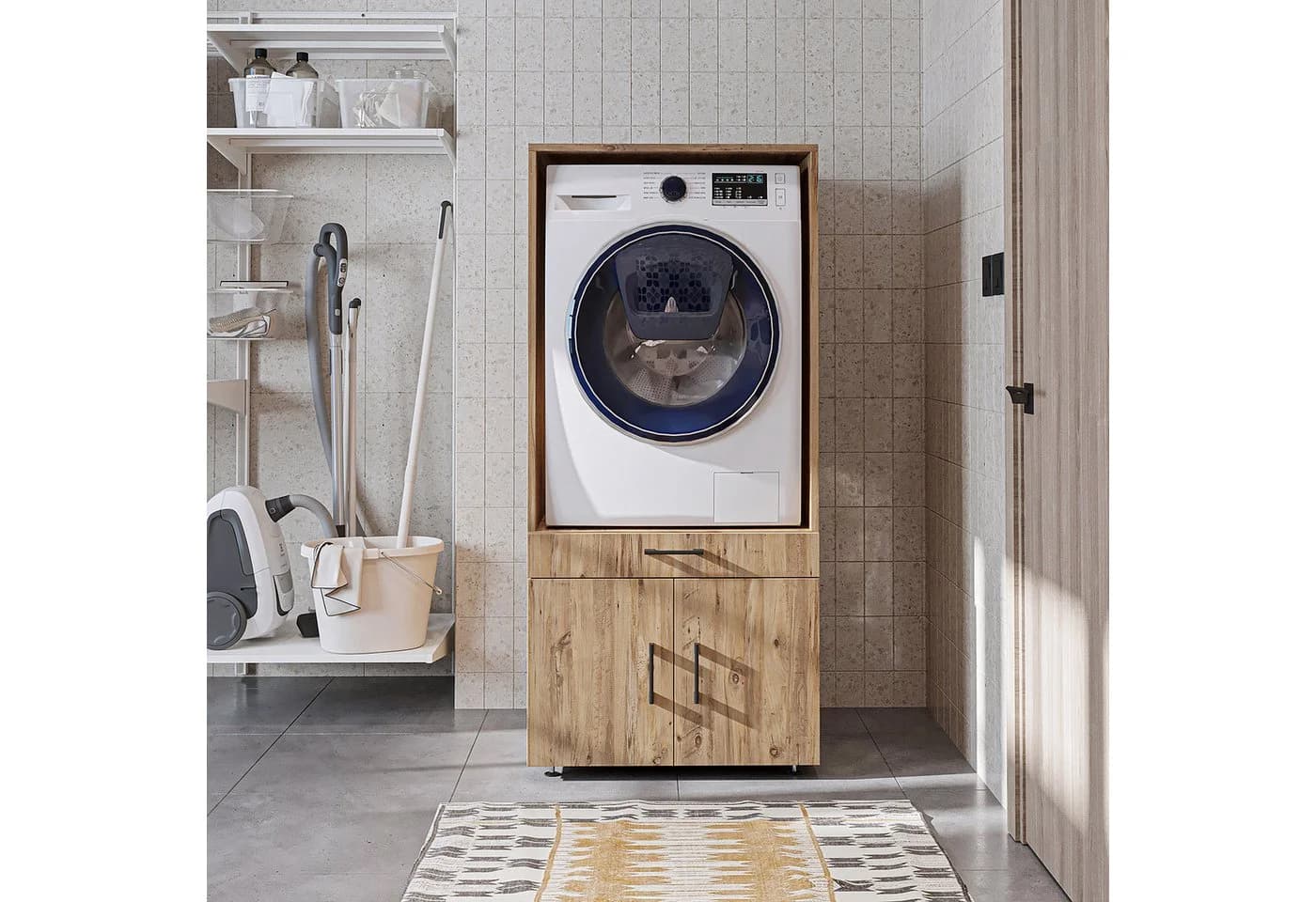 Roomart Waschmaschinenschrank 67 cm mit Ausziehbrett & Soft-Close - Bild 3