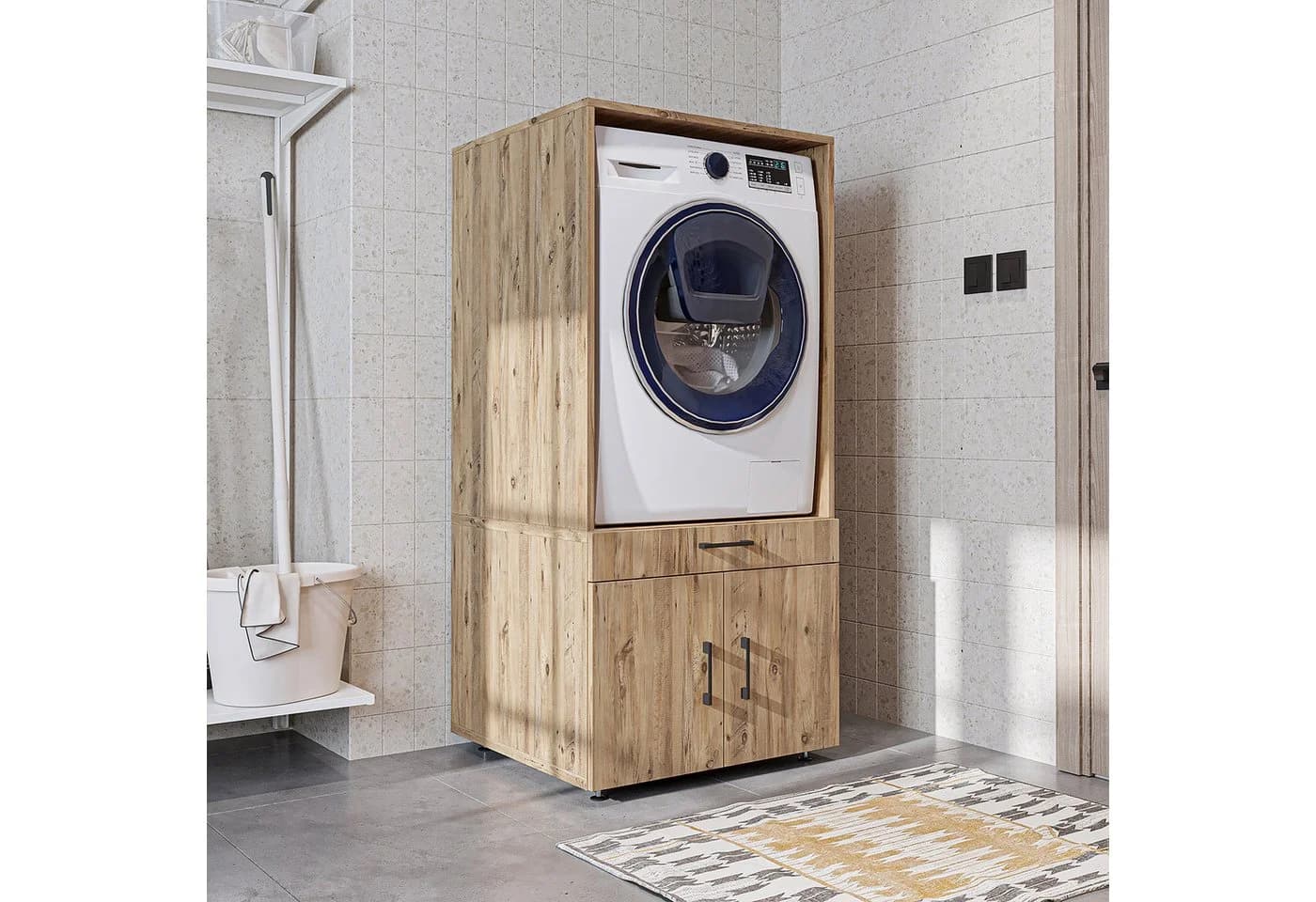 Roomart Waschmaschinenschrank 67 cm mit Ausziehbrett & Soft-Close - Bild 5