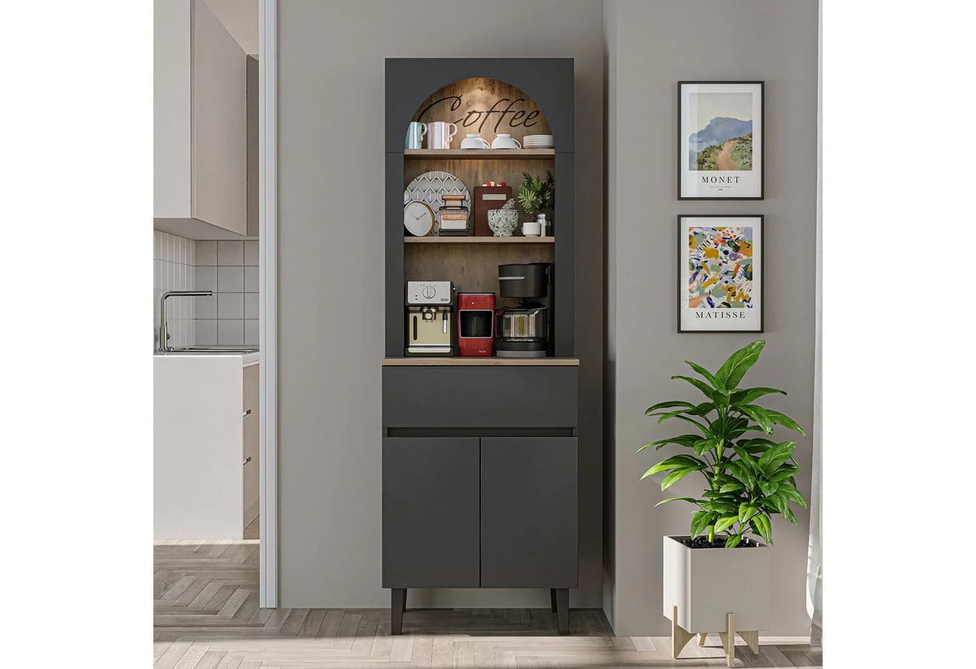 Roomart VENEDIK Küchenschrank 60 cm mit LED-Nische und Schublade - Bild 2