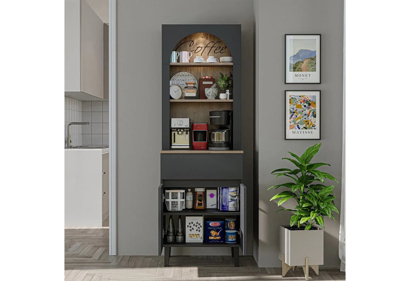 Roomart VENEDIK Küchenschrank 60 cm mit LED-Nische und Schublade - Bild 4