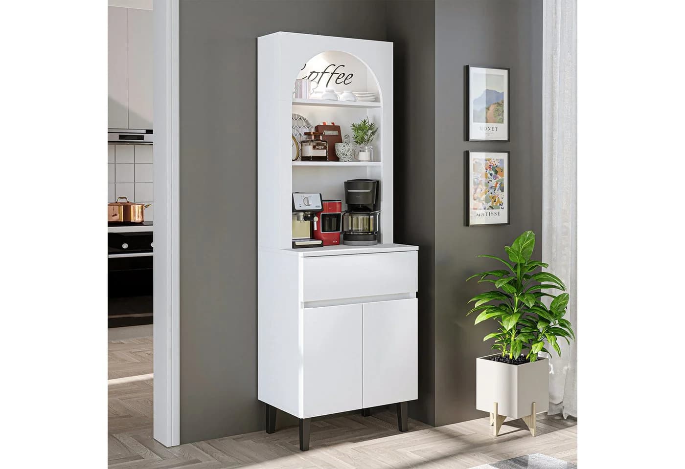 Roomart Küchenregal VENEDIK Küchenschrank 60 cm Weiß