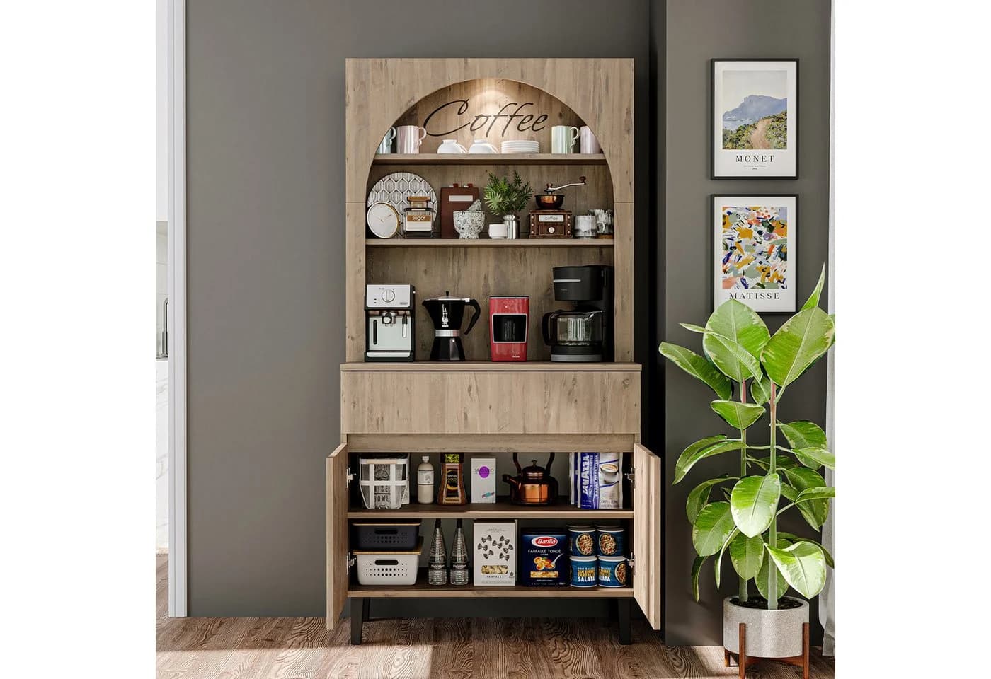 Roomart Küchenregal VENEDIK 90 cm mit Nische und Schublade