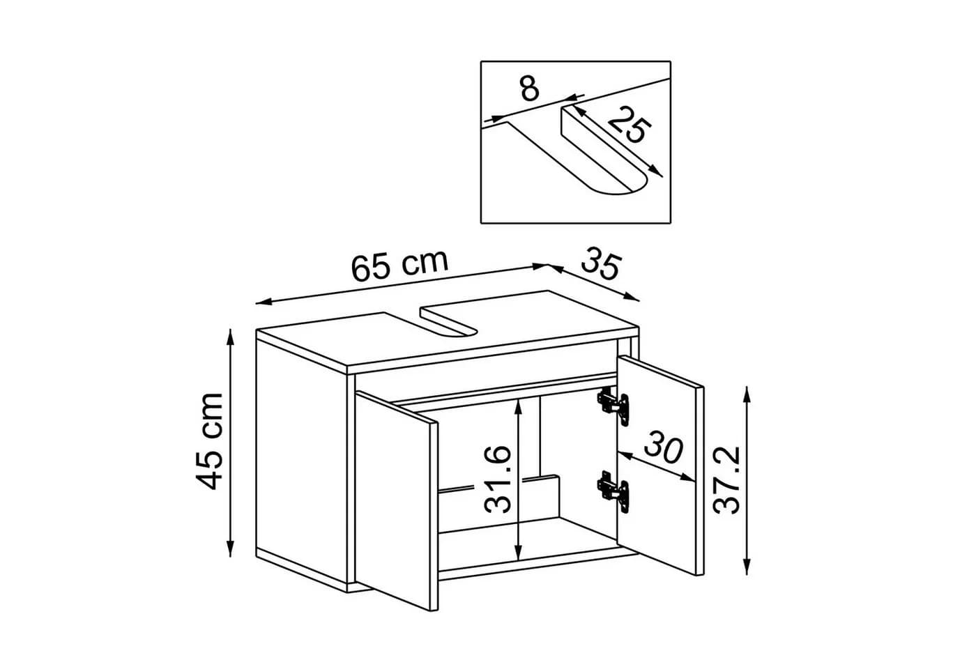 Roomart ATRIA 65 cm hängender Waschbeckenunterschrank Soft-Close - Bild 5