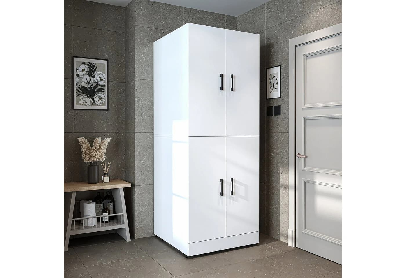 Roomart DORA Waschmaschinenschrank 70 cm Soft-Close Weiß