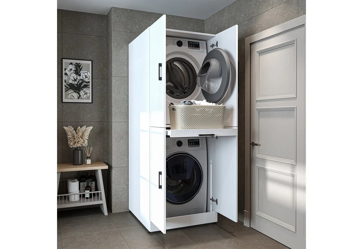 Roomart DORA Waschmaschinenschrank 70 cm Soft-Close Weiß - Bild 2