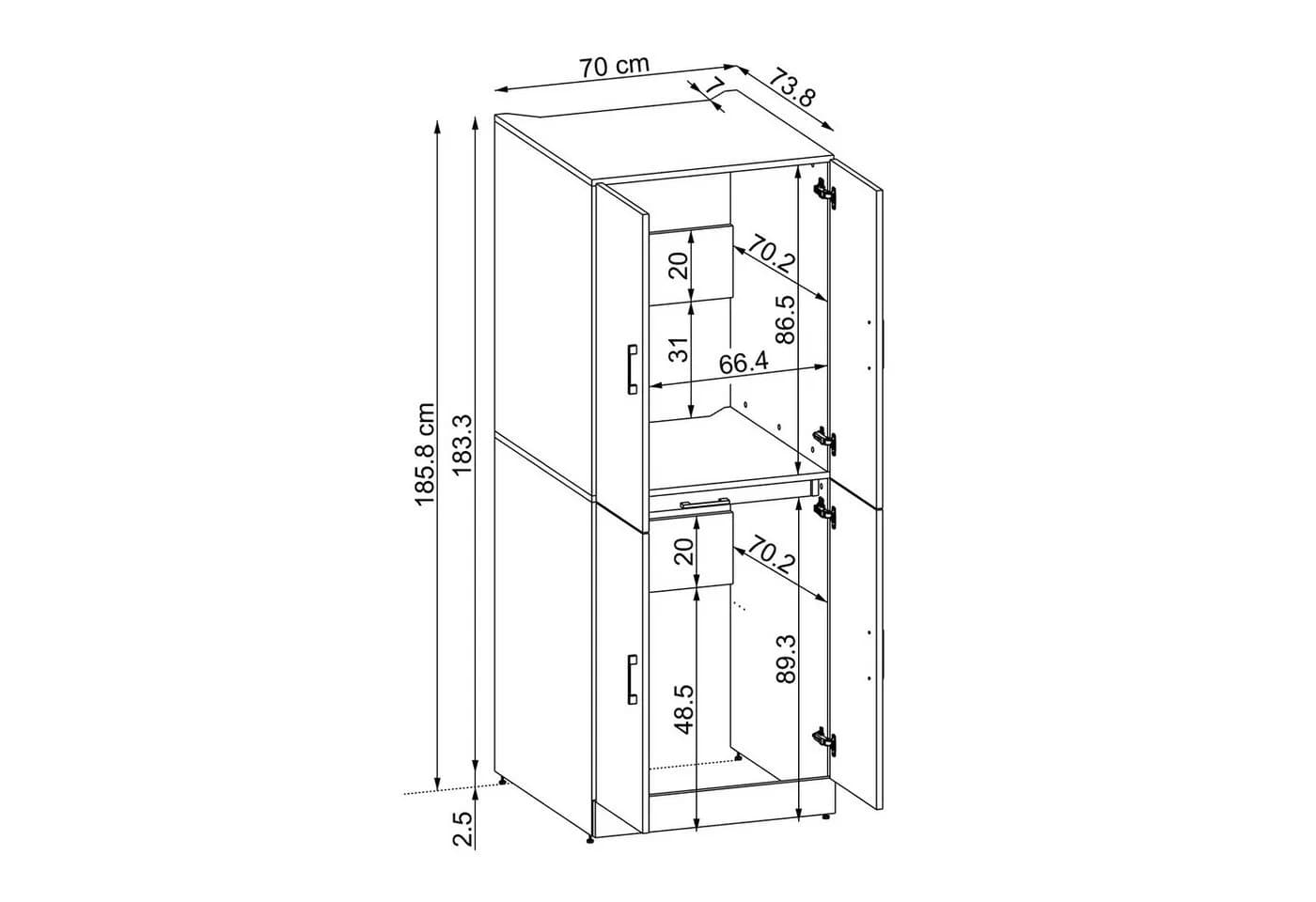Roomart DORA Waschmaschinenschrank 70 cm Soft-Close Weiß - Bild 5