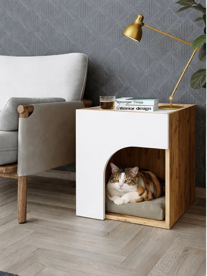 Roomart Tierbett Tierhaus für Hunde & Katzen – Haustierhöhle RINO