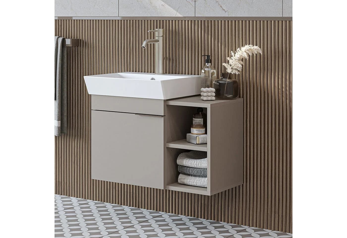 Roomart Waschbeckenunterschrank LYCIA 72 cm Beige Soft-Close