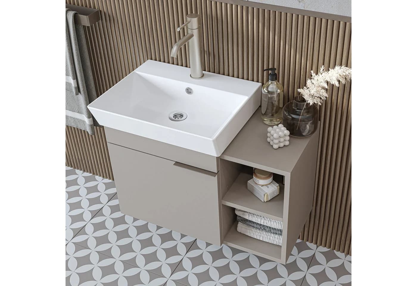 Roomart Waschbeckenunterschrank LYCIA 72 cm Beige Soft-Close - Bild 2
