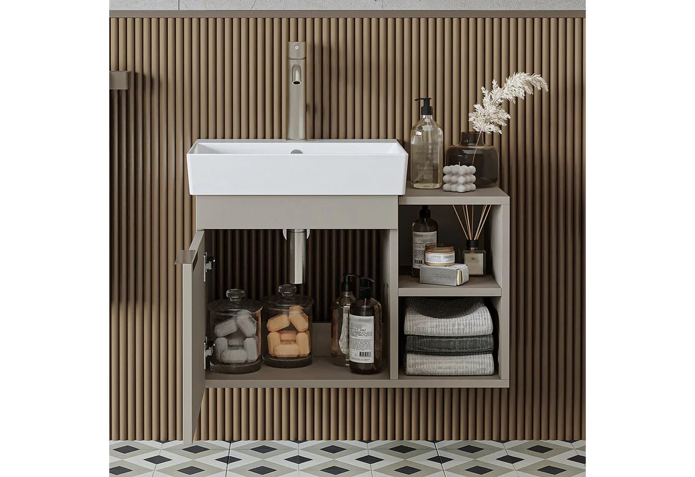 Roomart Waschbeckenunterschrank LYCIA 72 cm Beige Soft-Close - Bild 3