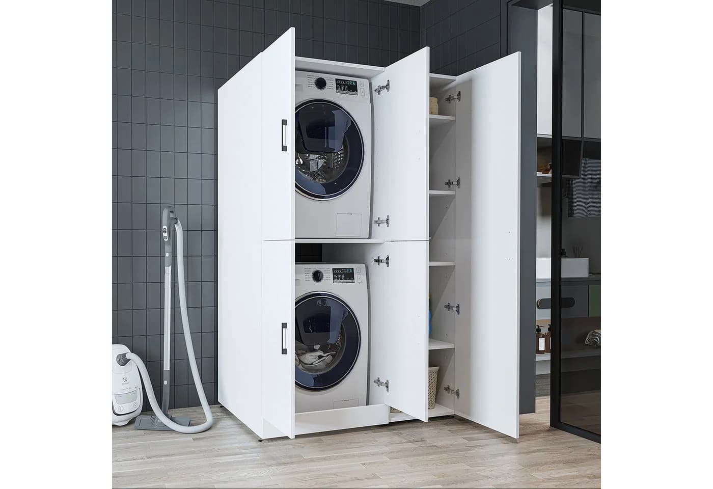 Roomart DORA 115 cm Waschmaschinenschrank mit Hochschrank - Bild 2