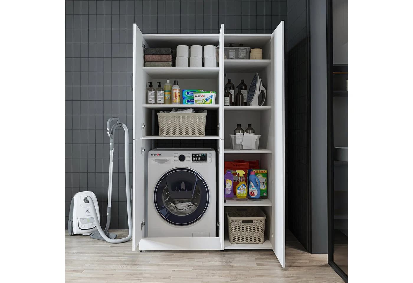 Roomart DORA 115 cm Waschmaschinenschrank mit Hochschrank - Bild 4