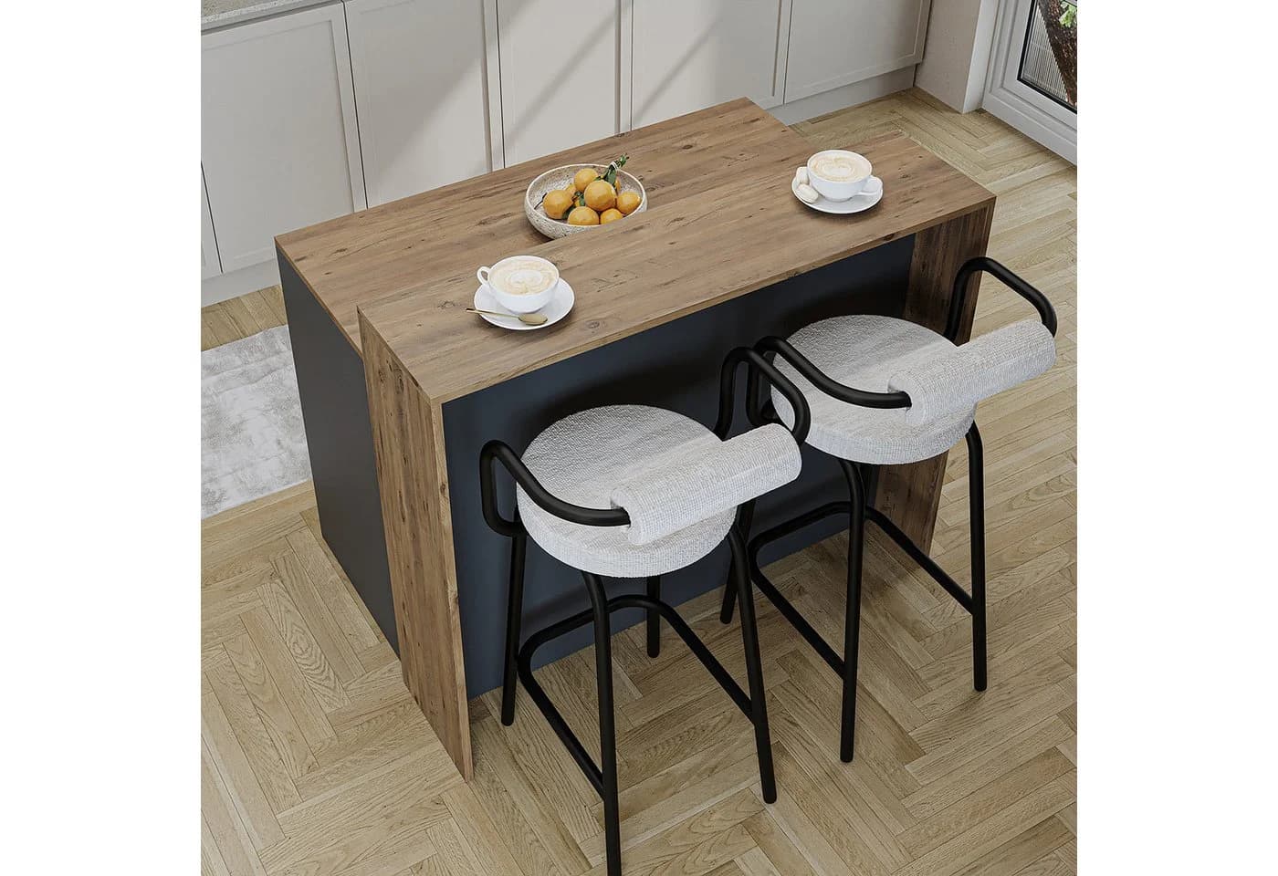 Roomart Kücheninsel Cortado Bartisch Weiß-Eiche Anthrazit-Eiche - Bild 5