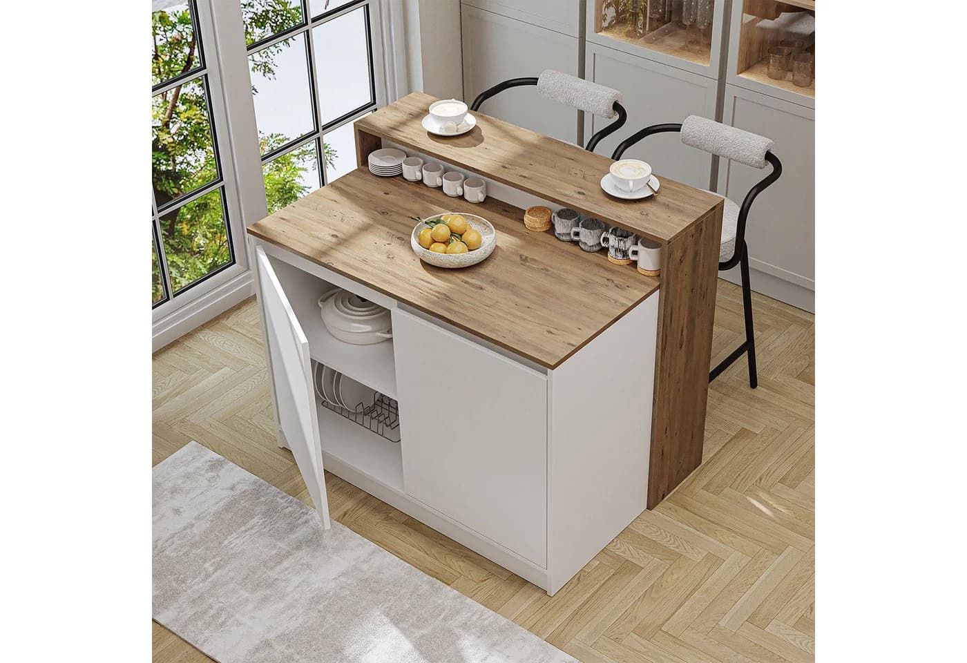 Roomart Kücheninsel CORTADO 120 cm mit 4-Fach-Unterschrank und Thekenebene - Bild 3