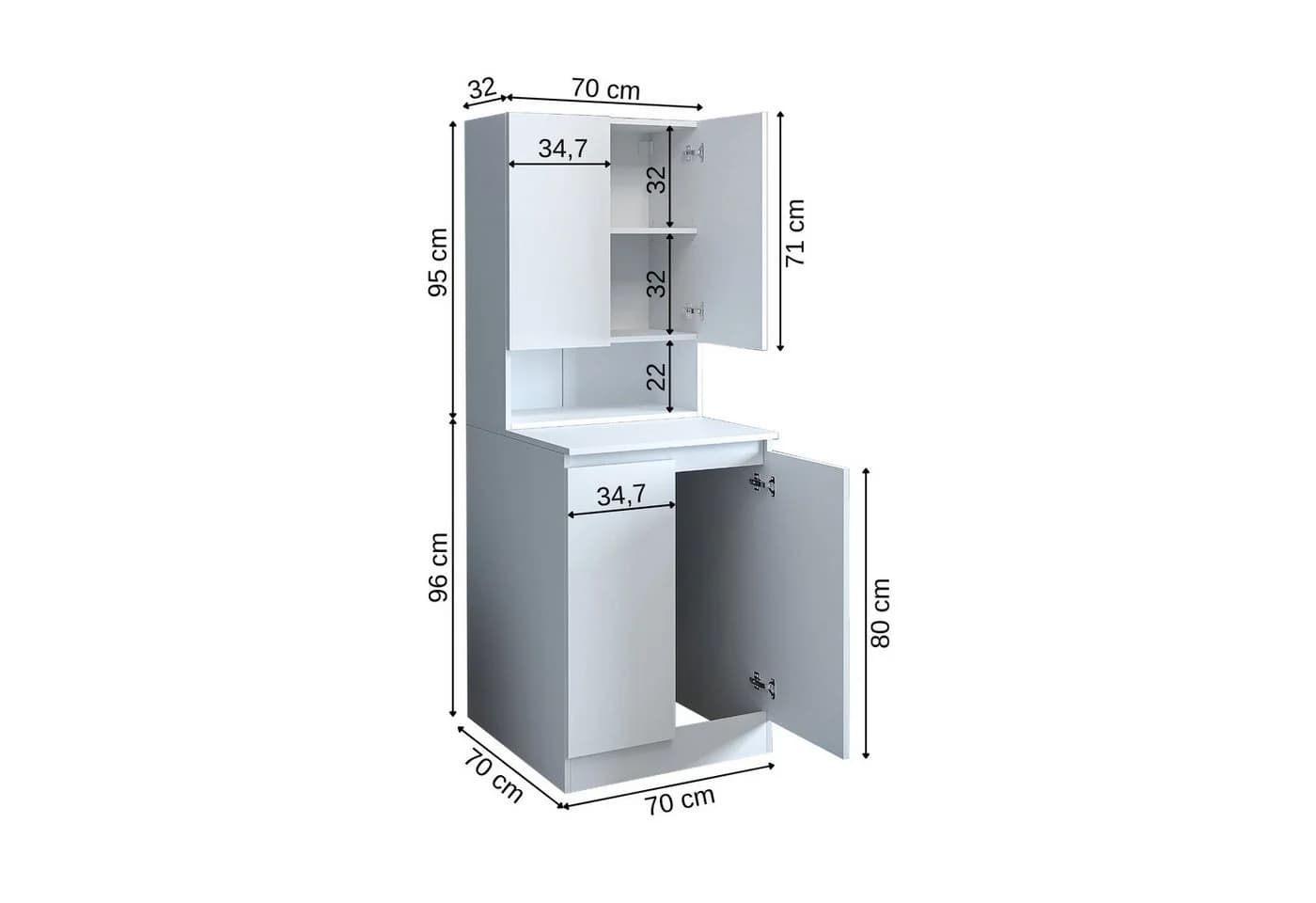 Roomart Waschmaschinenumbauschrank Weiß Modern Melaminharz - Bild 5