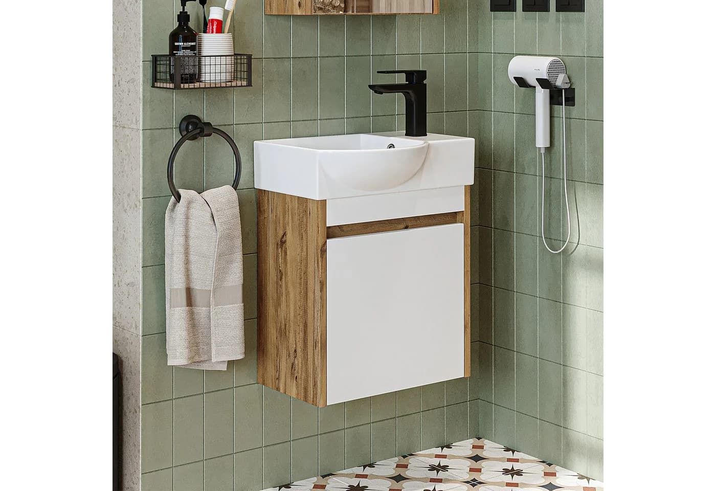 Roomart Badmöbel-Set LEO Weiß Eiche mit Waschbecken - Bild 2