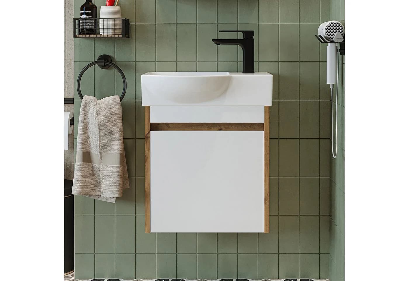 Roomart Badmöbel-Set LEO Weiß Eiche mit Waschbecken - Bild 3