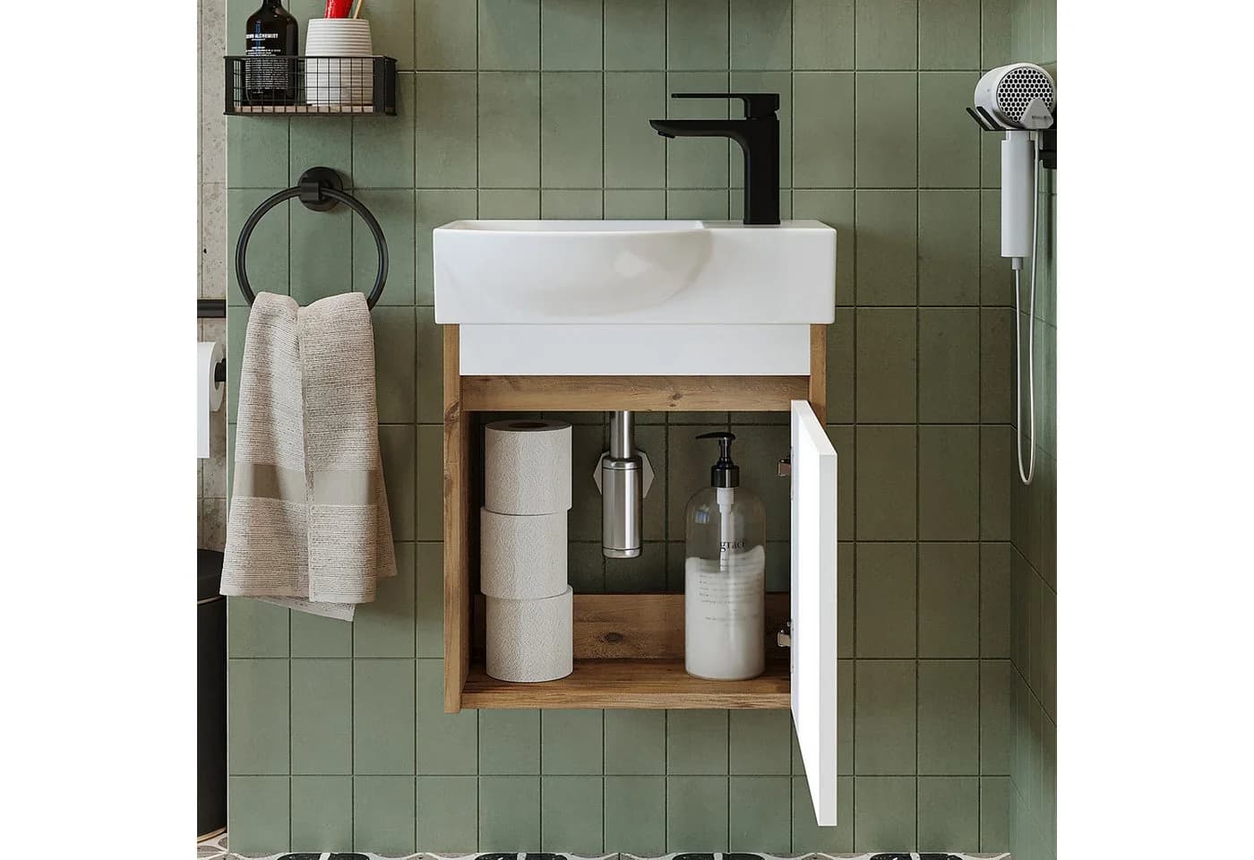Roomart Badmöbel-Set LEO Weiß Eiche mit Waschbecken - Bild 4