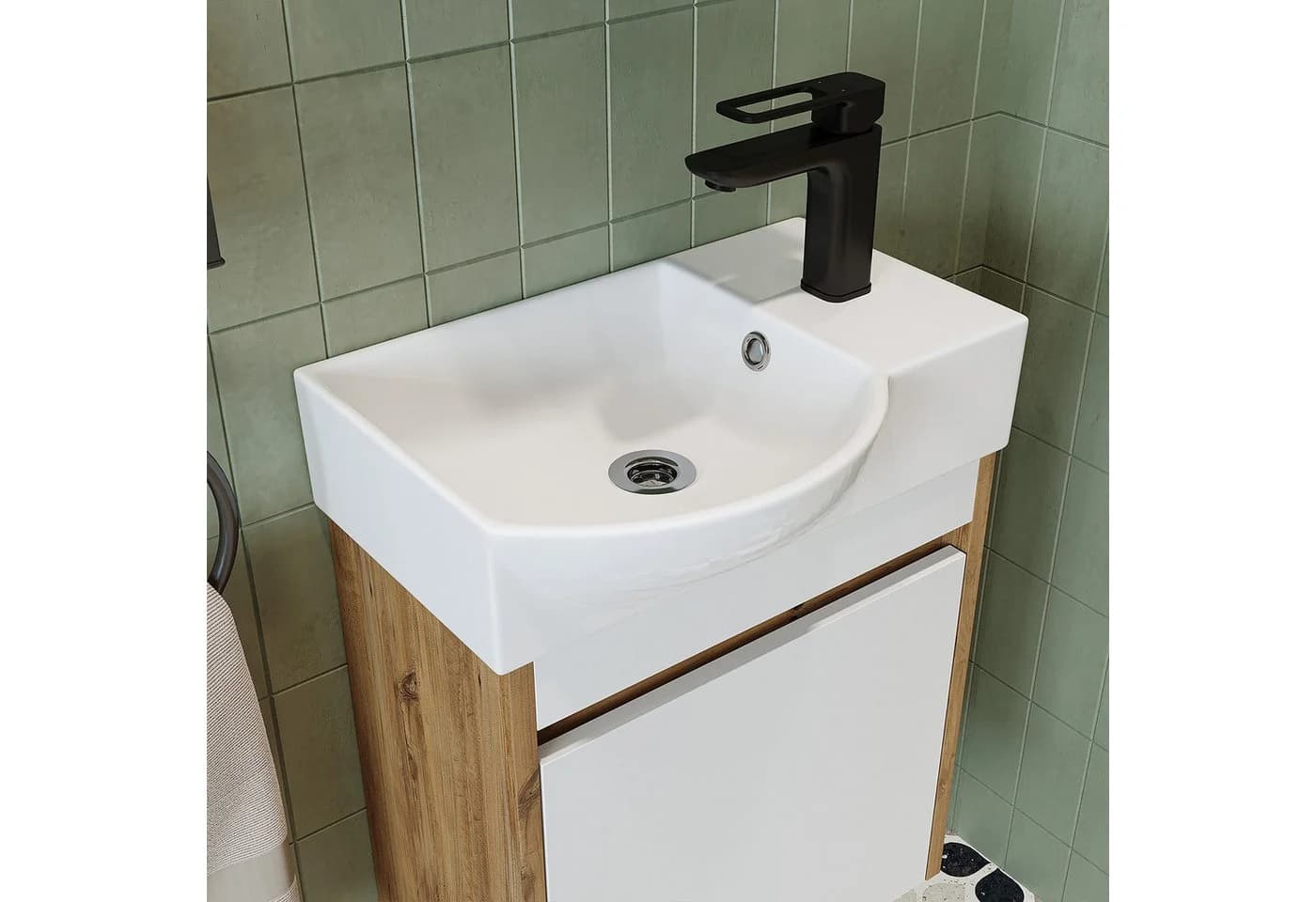 Roomart Badmöbel-Set LEO Weiß Eiche mit Waschbecken - Bild 5