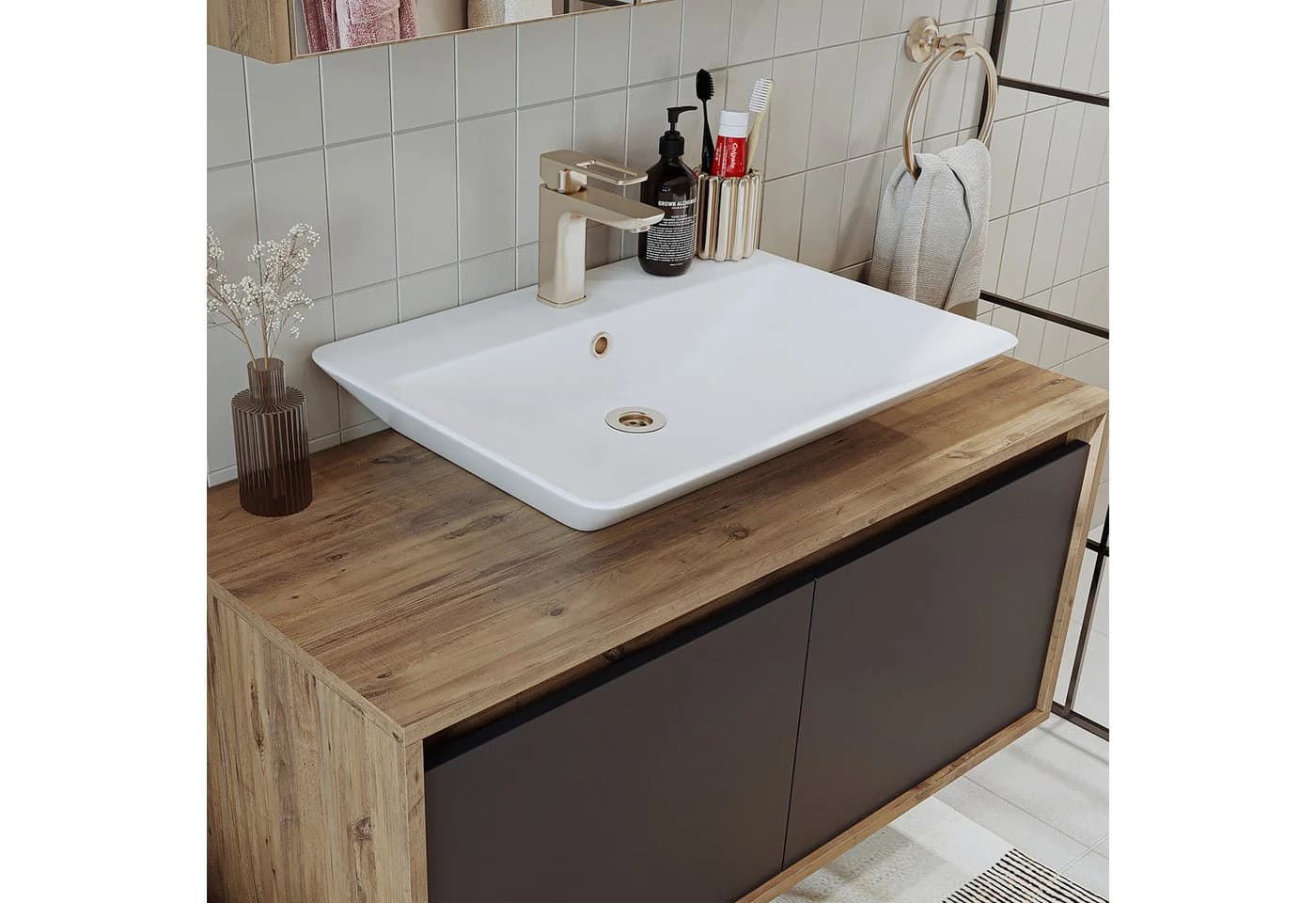Roomart Badmöbel-Set ATLANTIC 4-tlg. mit Hochschrank und Keramikbecken - Bild 5