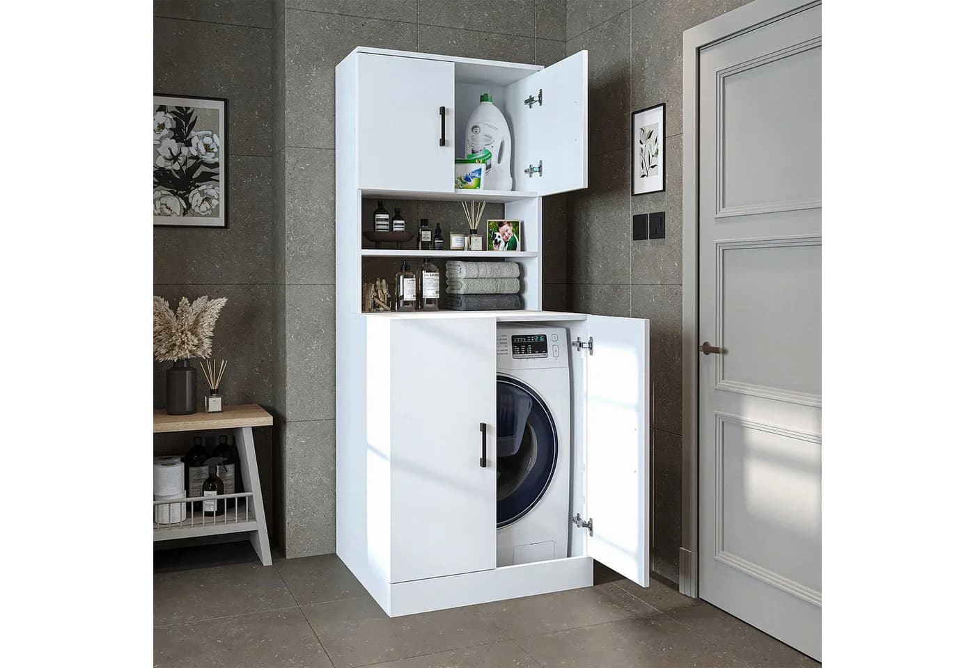 Roomart Waschmaschinenschrank ATRIA Weiß 70x180 cm