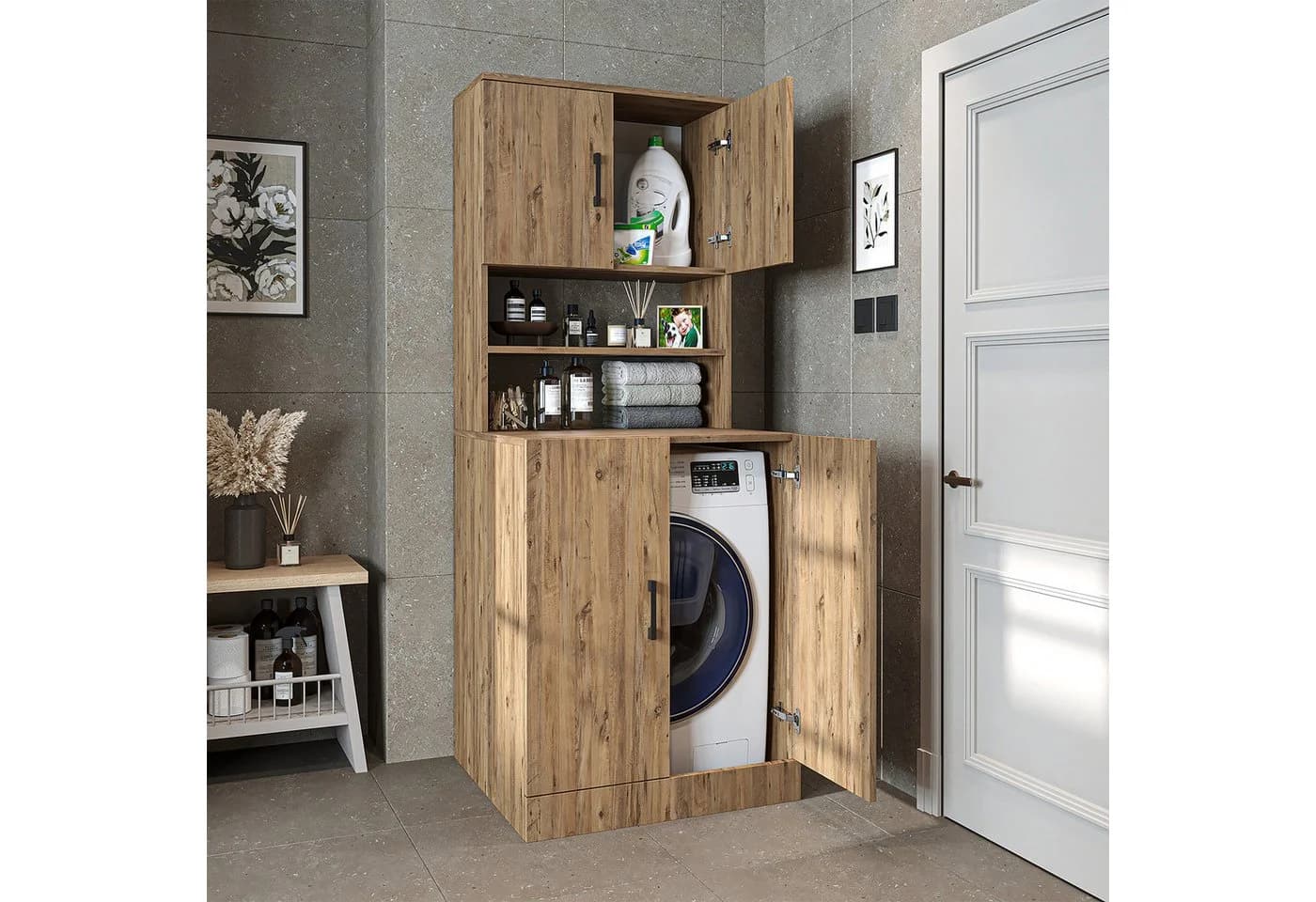 Roomart Waschmaschinenschrank ATRIA 70x180 cm Beige Melaminharz