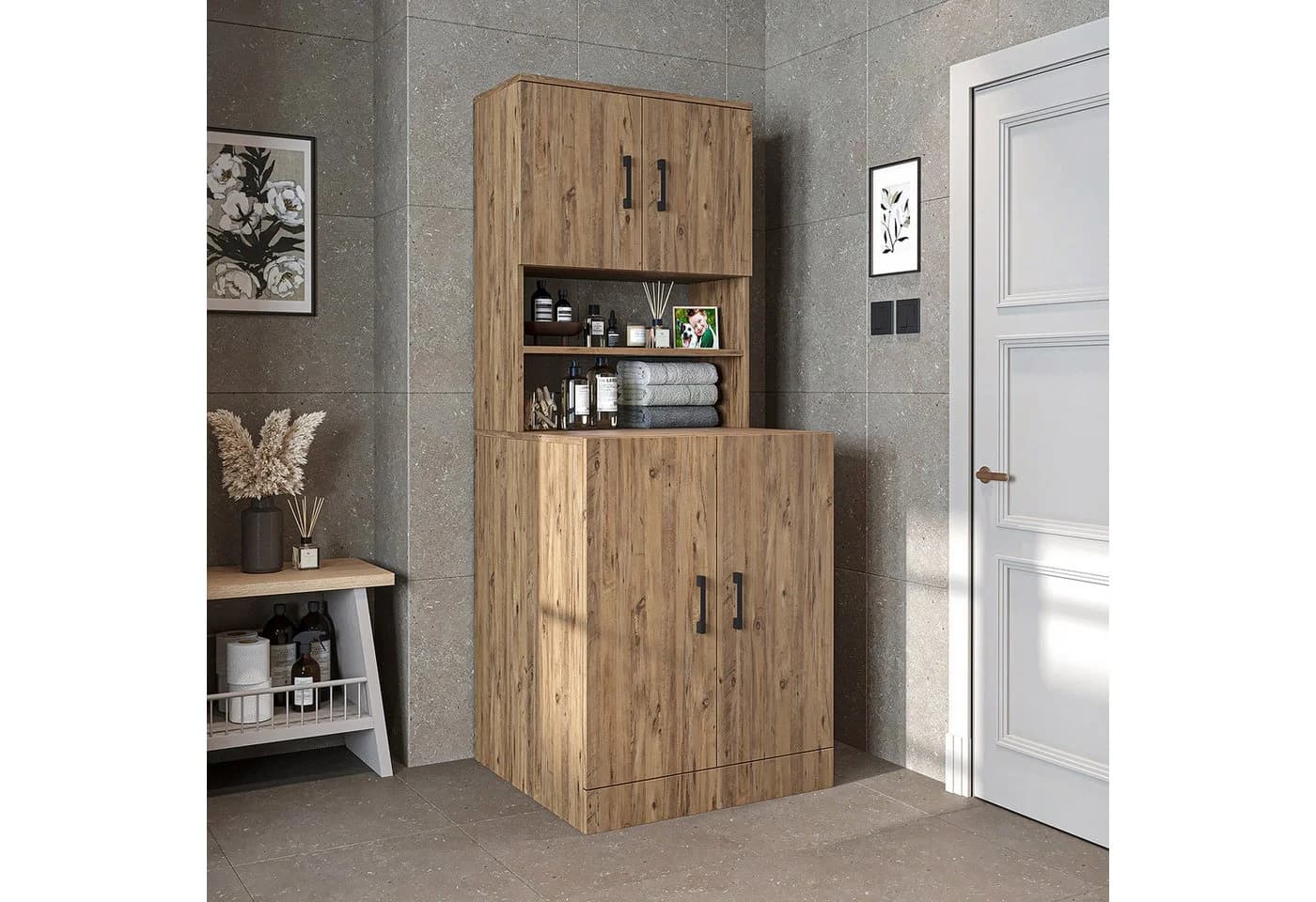 Roomart Waschmaschinenschrank ATRIA 70x180 cm Beige Melaminharz - Bild 2