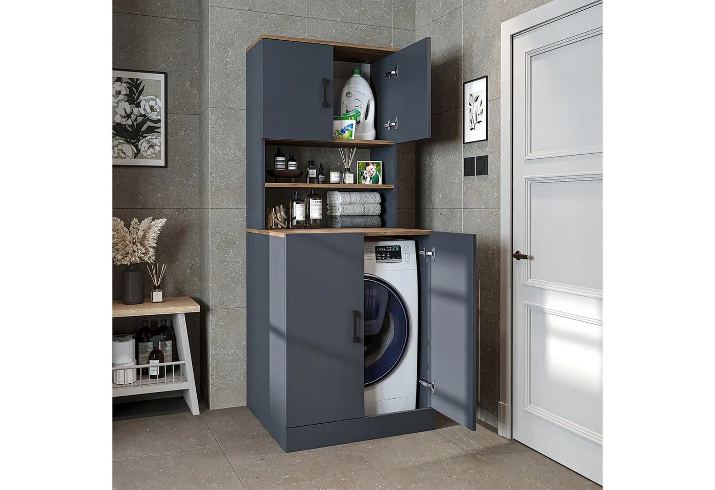 Roomart Waschmaschinenschrank ATRIA Grau Modern