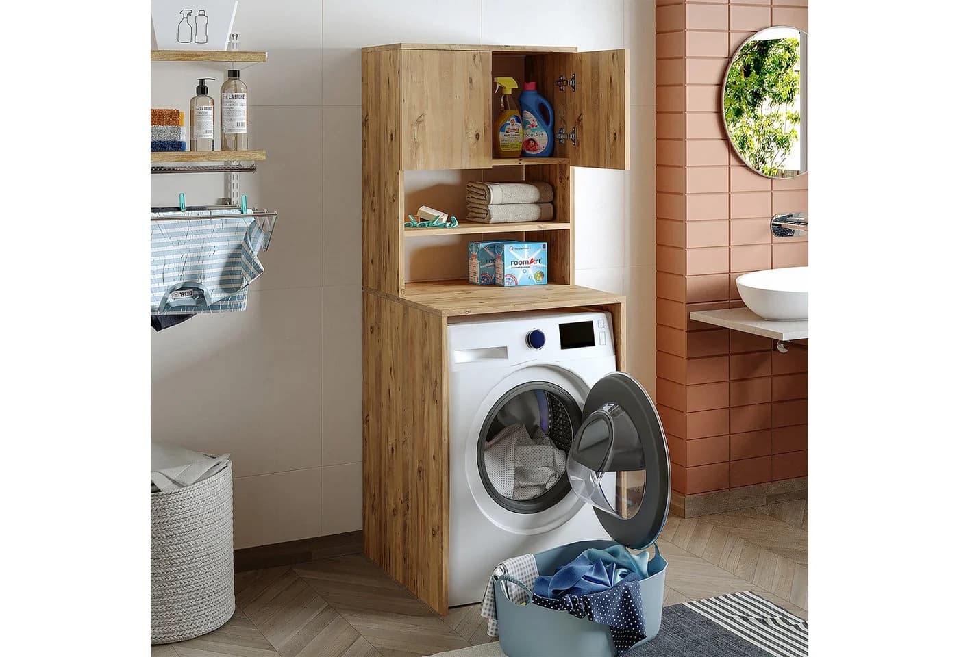 Roomart Waschmaschinenschrank EKO Überbauschrank 2 Türen