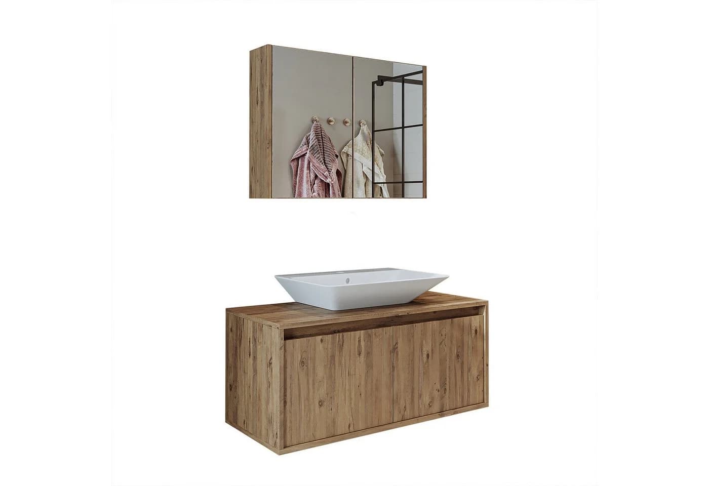 Roomart Badmöbel-Set ATLANTIC mit Spiegelschrank und Keramik-Waschbecken - Bild 2
