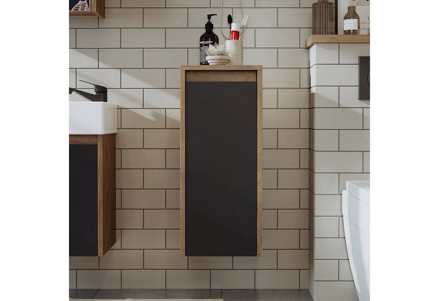 Roomart Badezimmer Seitenschrank hängend 70 cm Soft-Close Weiß - Bild 4