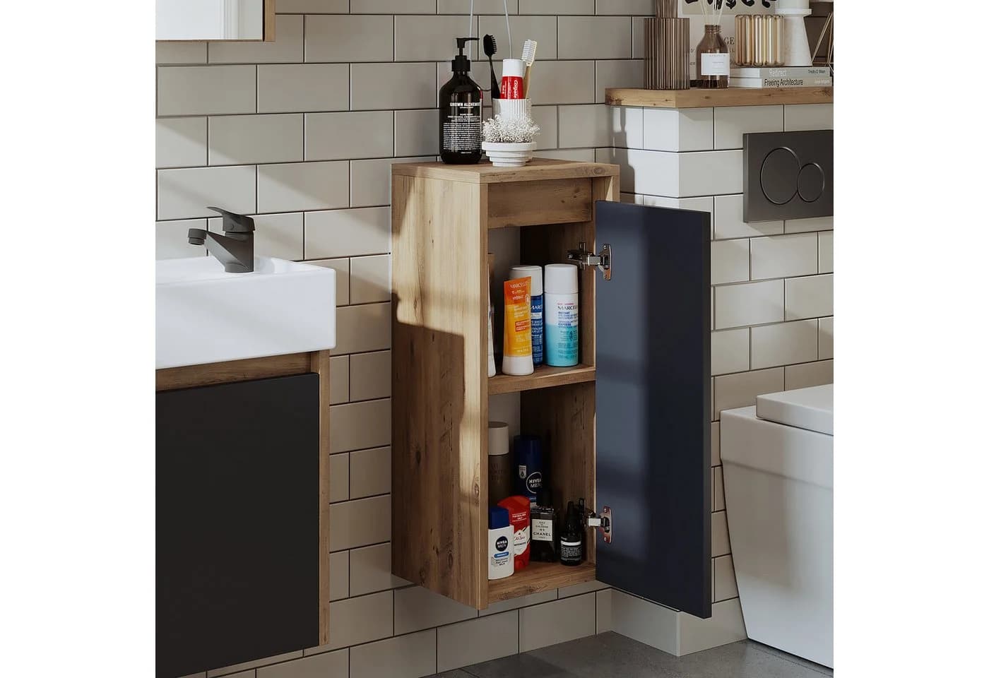 Roomart Badezimmer Seitenschrank hängend 70 cm Soft-Close Weiß - Bild 5