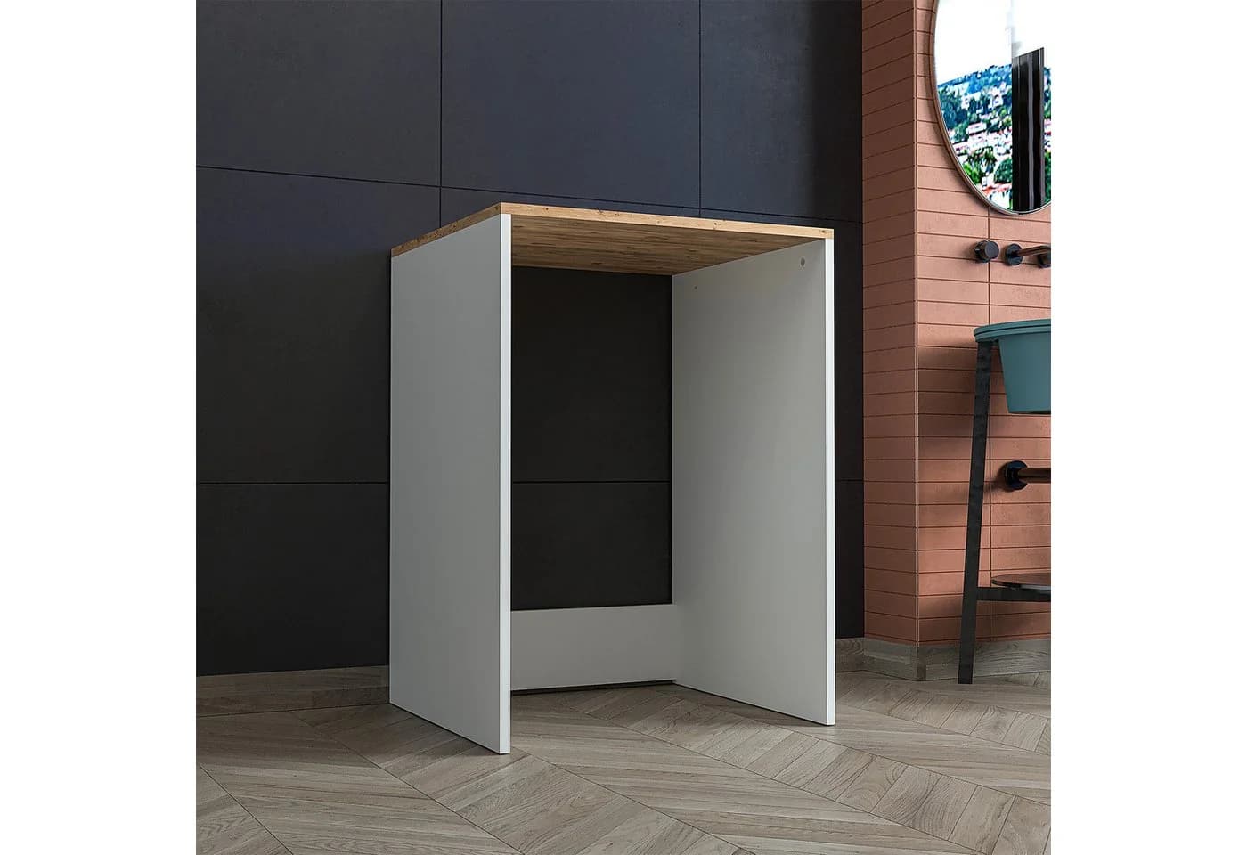 Roomart Waschmaschinenüberbau 65 cm Eiche-Optik Wandbefestigung - Bild 4