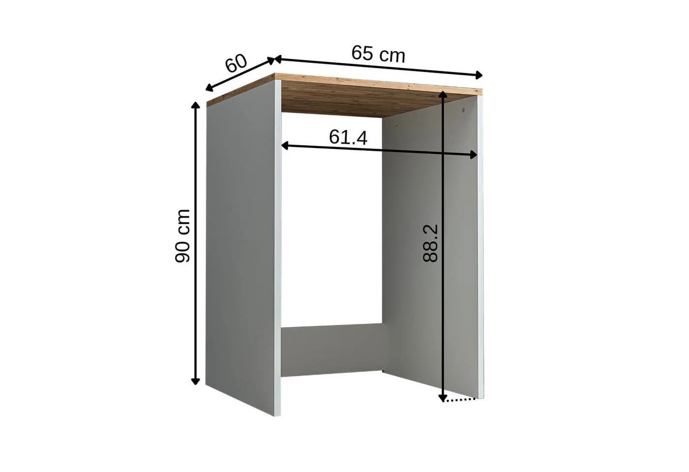 Roomart Waschmaschinenüberbau 65 cm Eiche-Optik Wandbefestigung - Bild 5