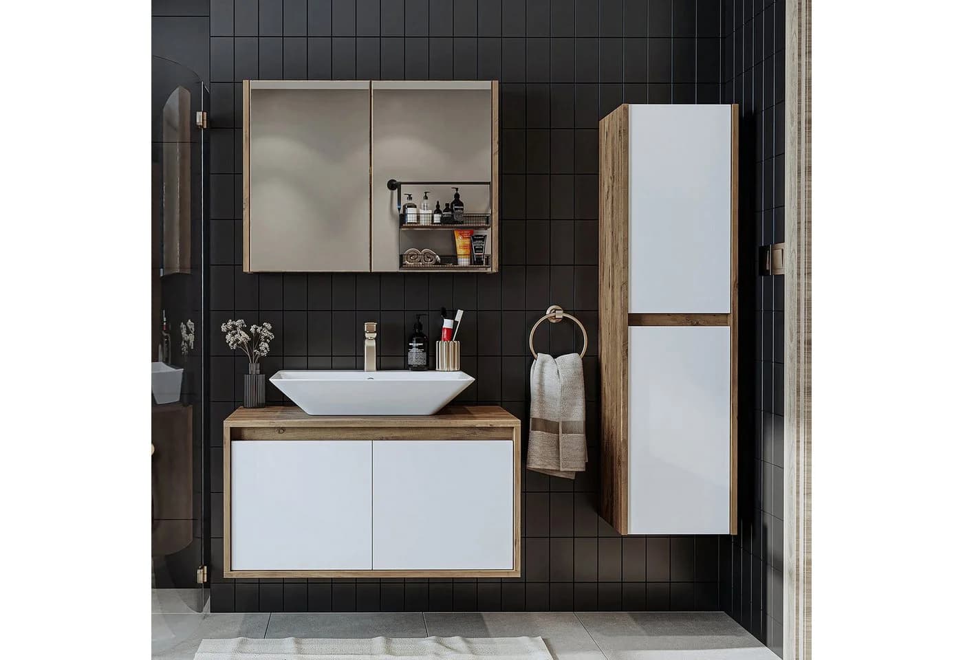 Roomart Badmöbel-Set ATLANTIC mit Waschbecken & Spiegelschrank - Bild 2