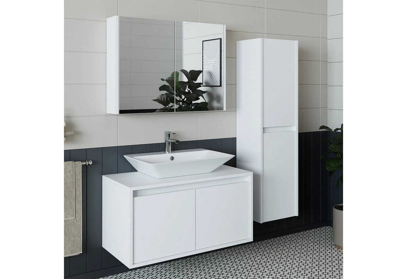Roomart Badmöbel-Set ATLANTIC mit Waschbecken & Spiegelschrank - Bild 4