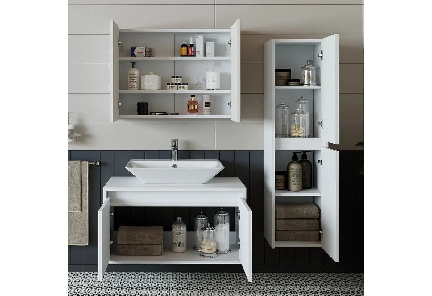 Roomart Badmöbel-Set ATLANTIC mit Waschbecken & Spiegelschrank - Bild 5