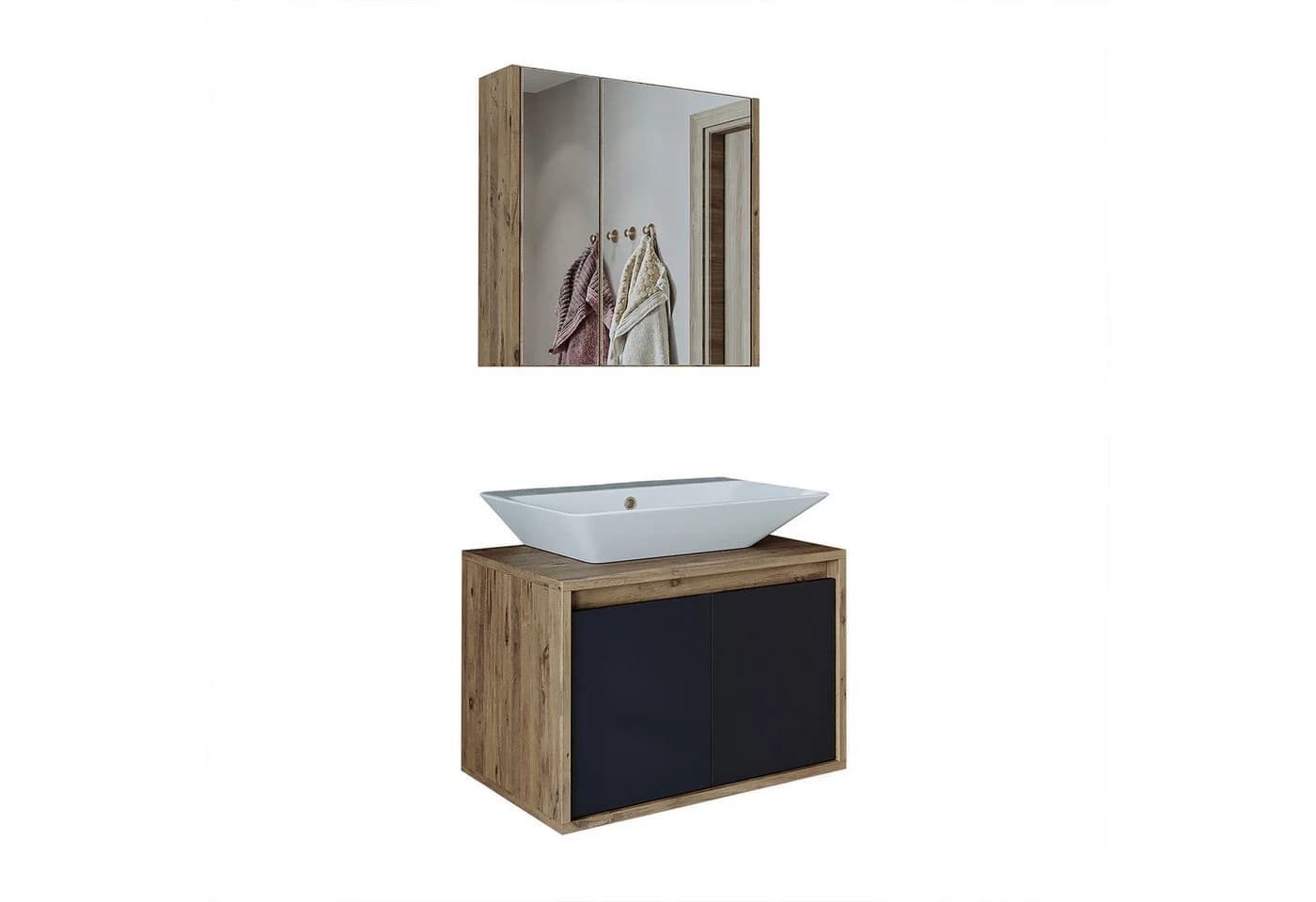 Roomart Badmöbel-Set ATLANTIC 65cm mit Spiegel & Unterschrank