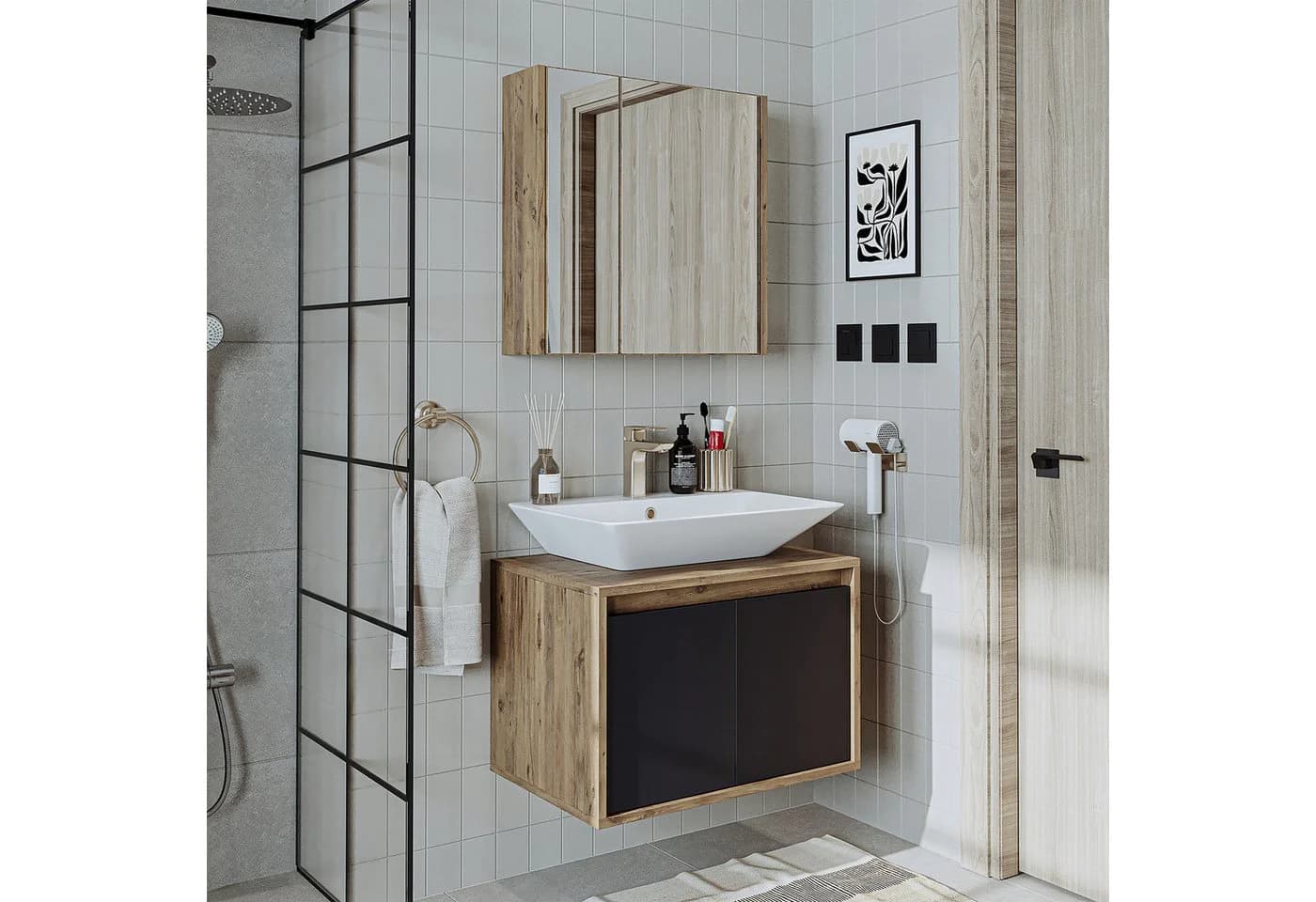 Roomart Badmöbel-Set ATLANTIC 65cm mit Spiegel & Unterschrank - Bild 4