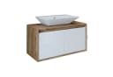 Roomart Badmöbel-Set ATLANTIC 85 cm Weiß-Eiche mit Keramik-Aufsatzbecken Bild 2