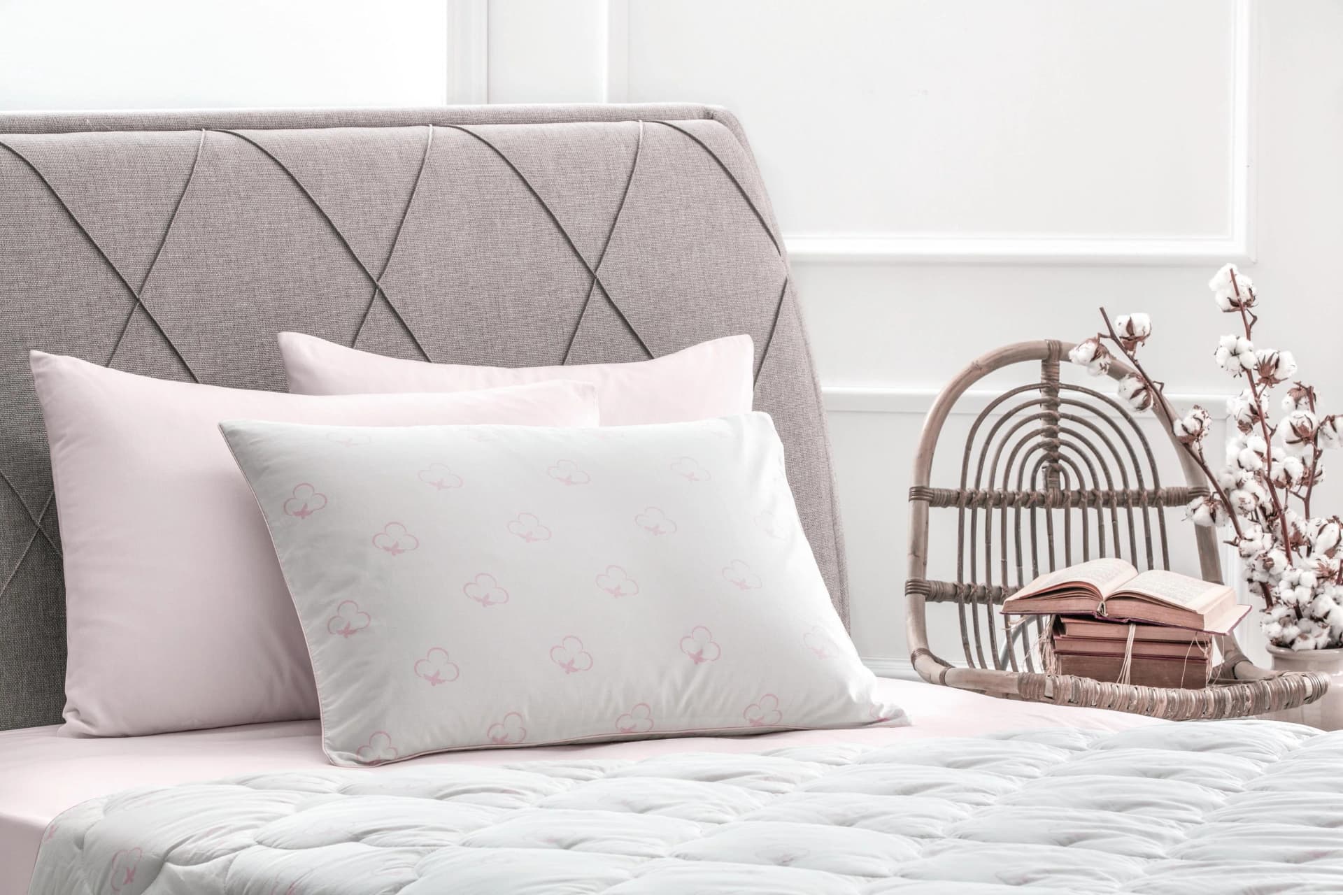 YATAS BEDDING Baumwollkissen 40x80 cm Weiß Allergiker geeignet