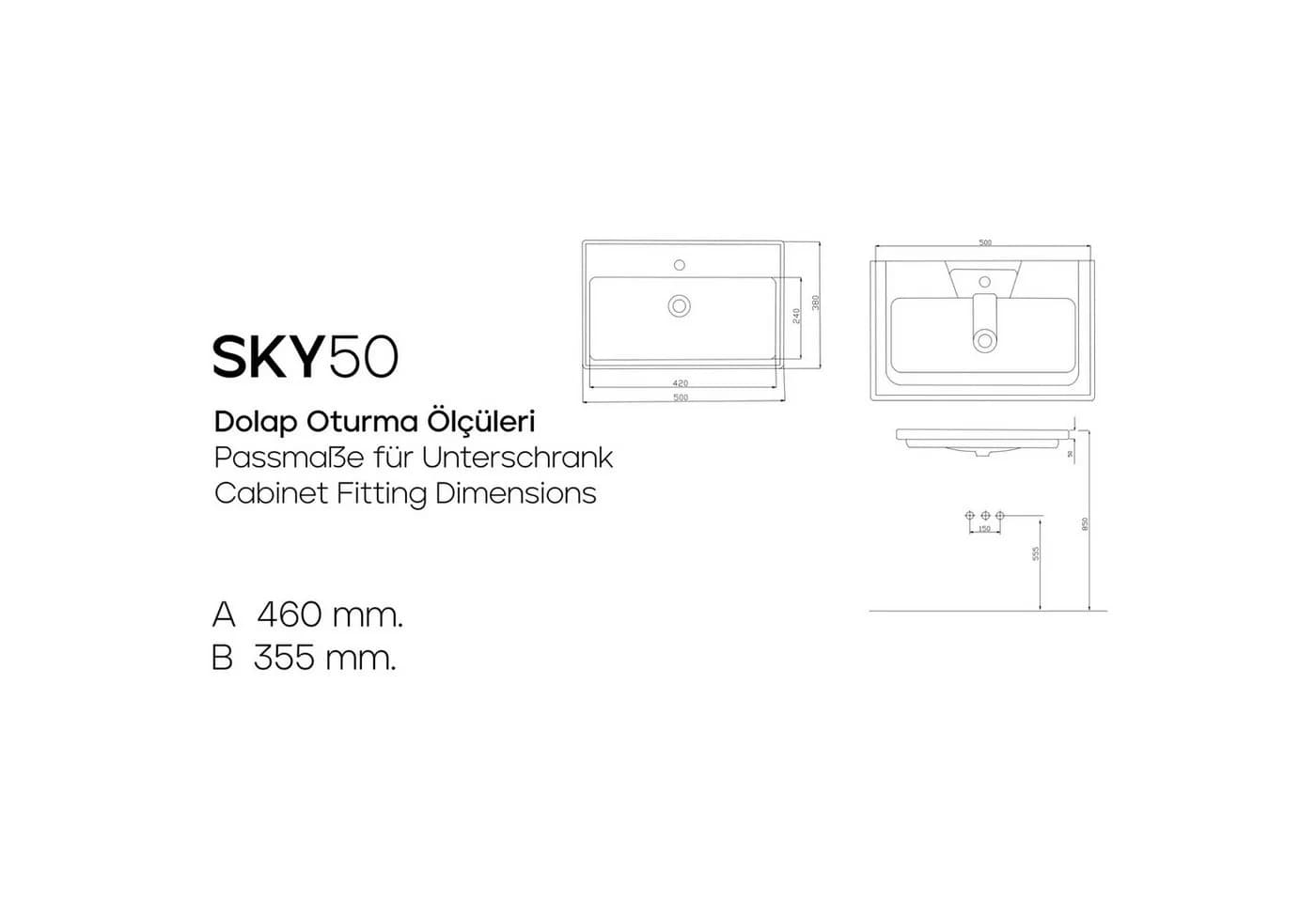 Karen Einbauwaschbecken Sky 50 Weiß Keramik Modern - Bild 3