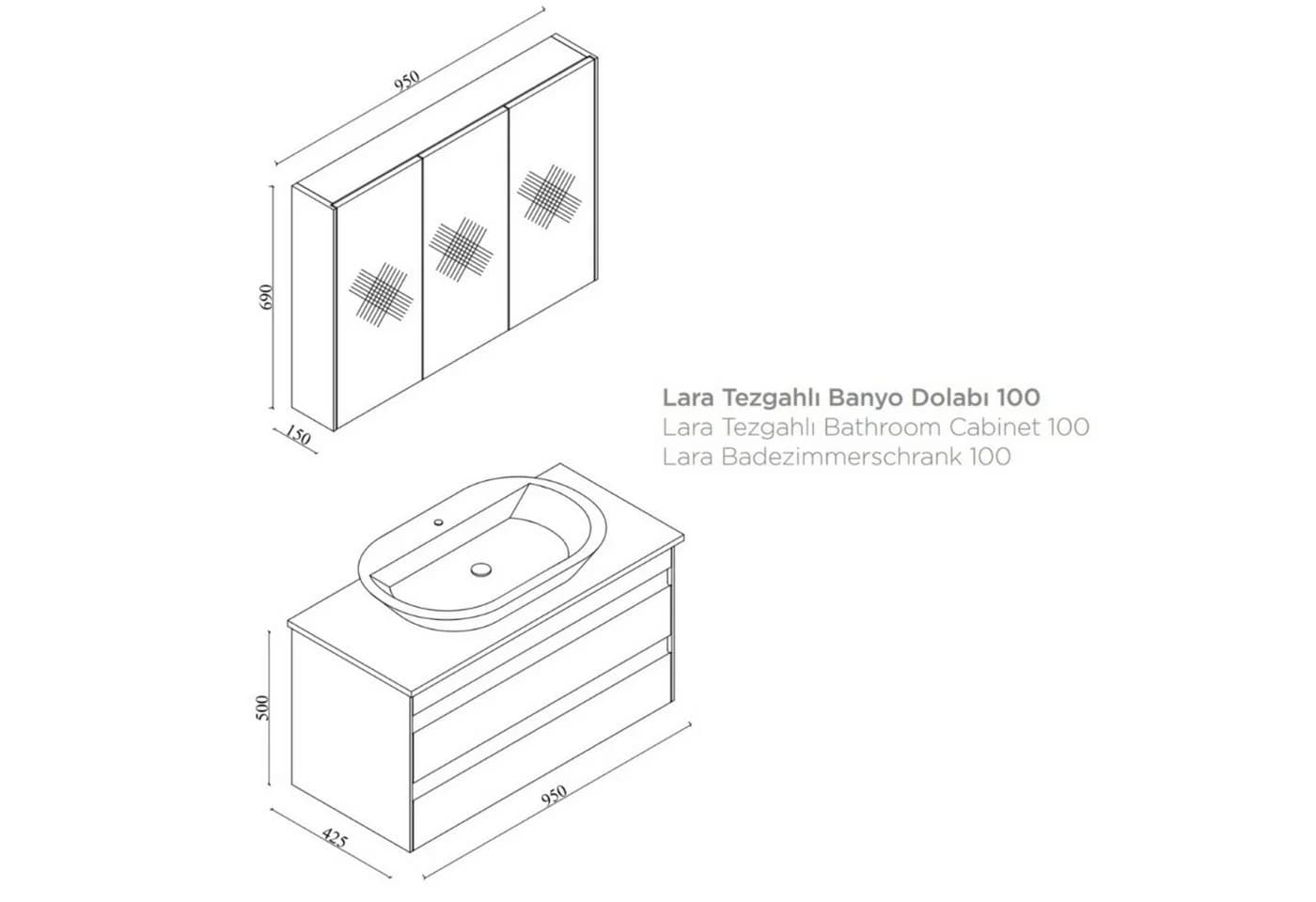 Karen Badmöbel-Set Konsole 100 Anthrazit 4-tlg. mit Softclose - Bild 5