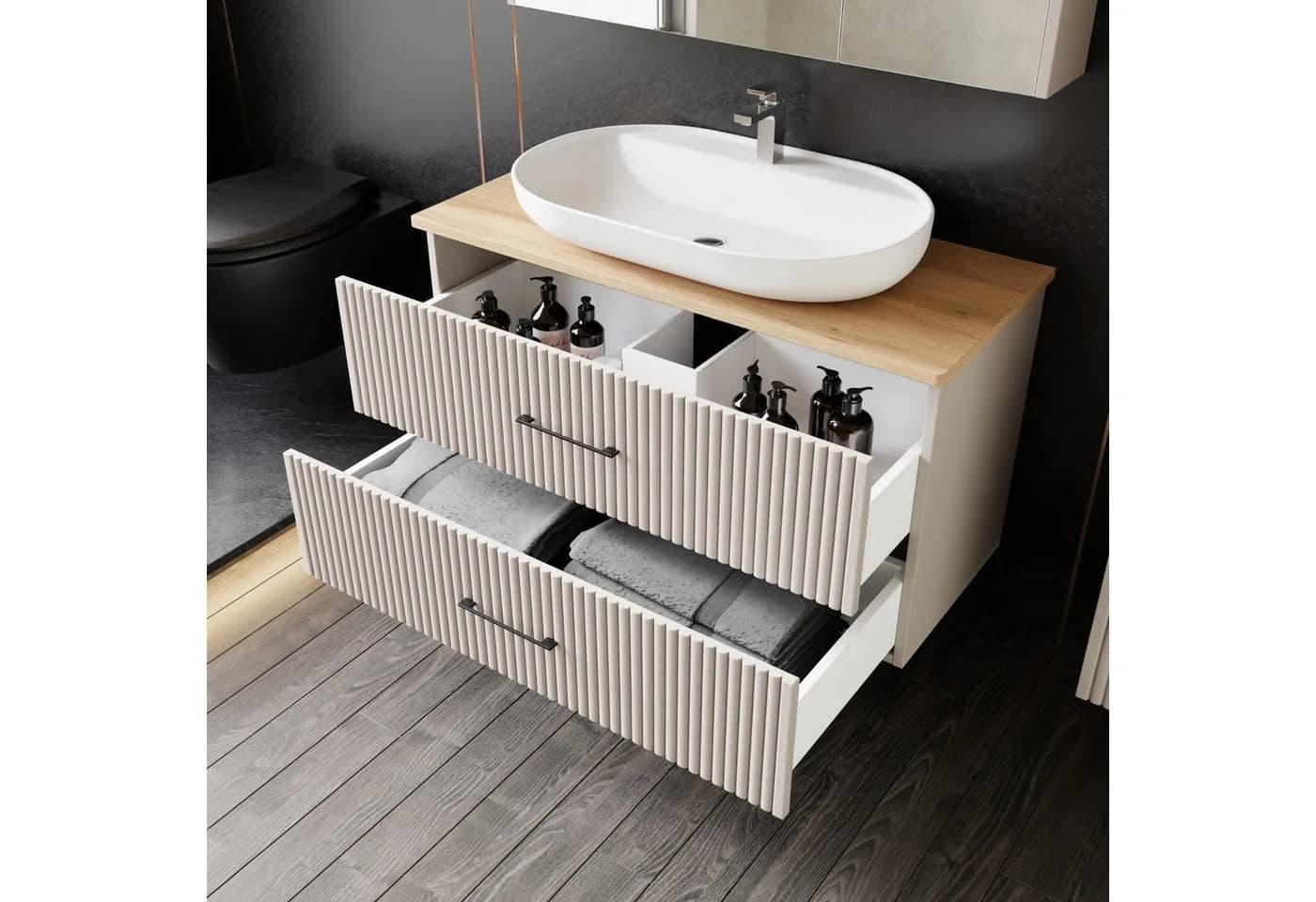 Karen Waschtisch-Set Liana mit Konsole und Keramikwaschbecken Pastellbraun