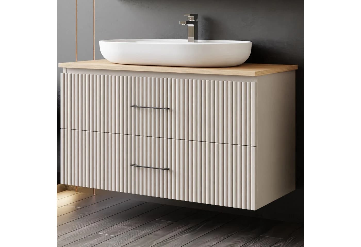 Karen Waschtisch-Set Liana mit Konsole und Keramikwaschbecken Pastellbraun - Bild 2