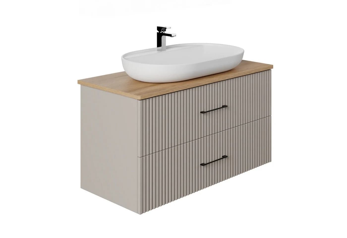 Karen Waschtisch-Set Liana mit Konsole und Keramikwaschbecken Pastellbraun - Bild 3