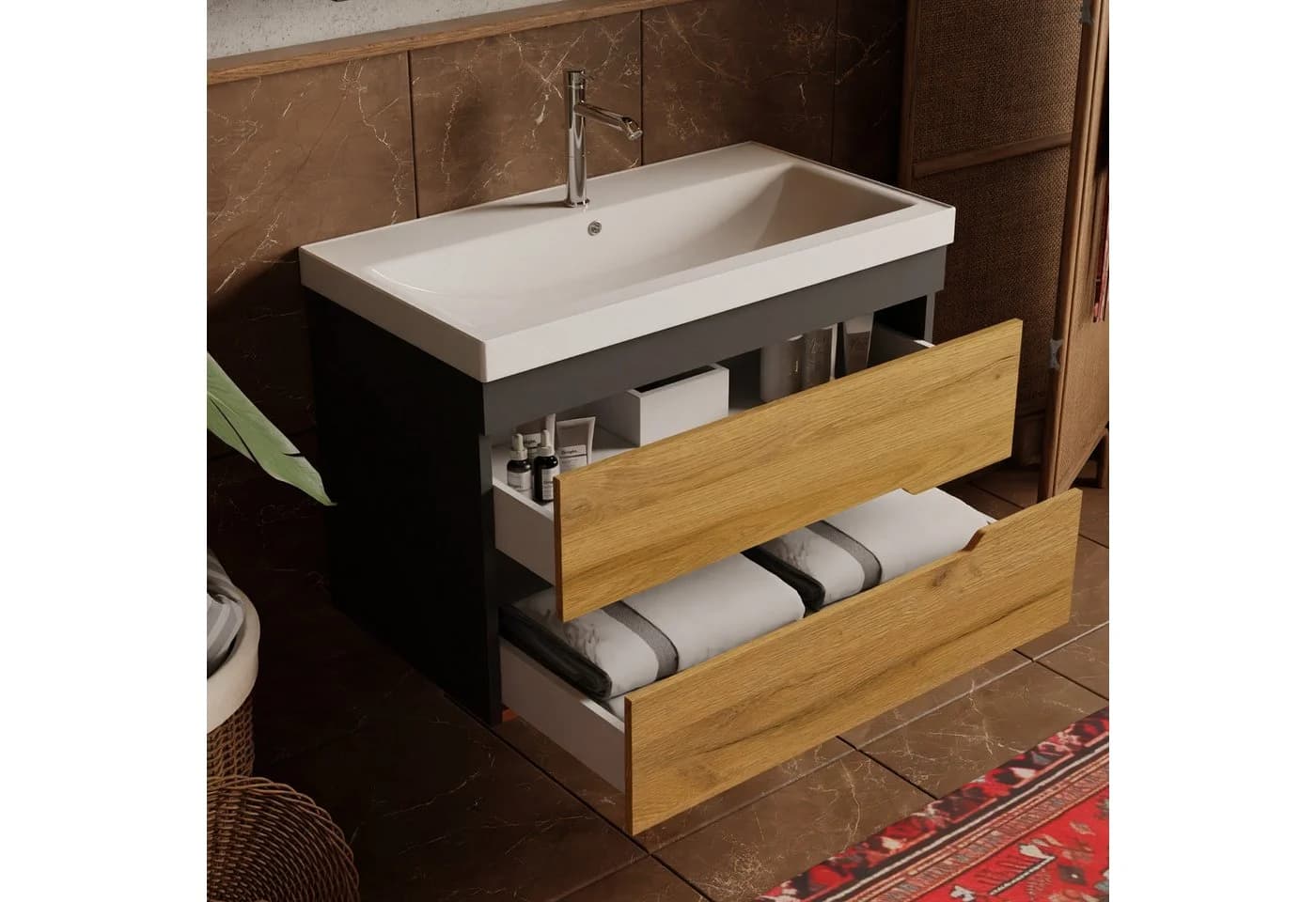 Karen Waschtisch-Set Marmara mit Schubladen & Keramik - Bild 4