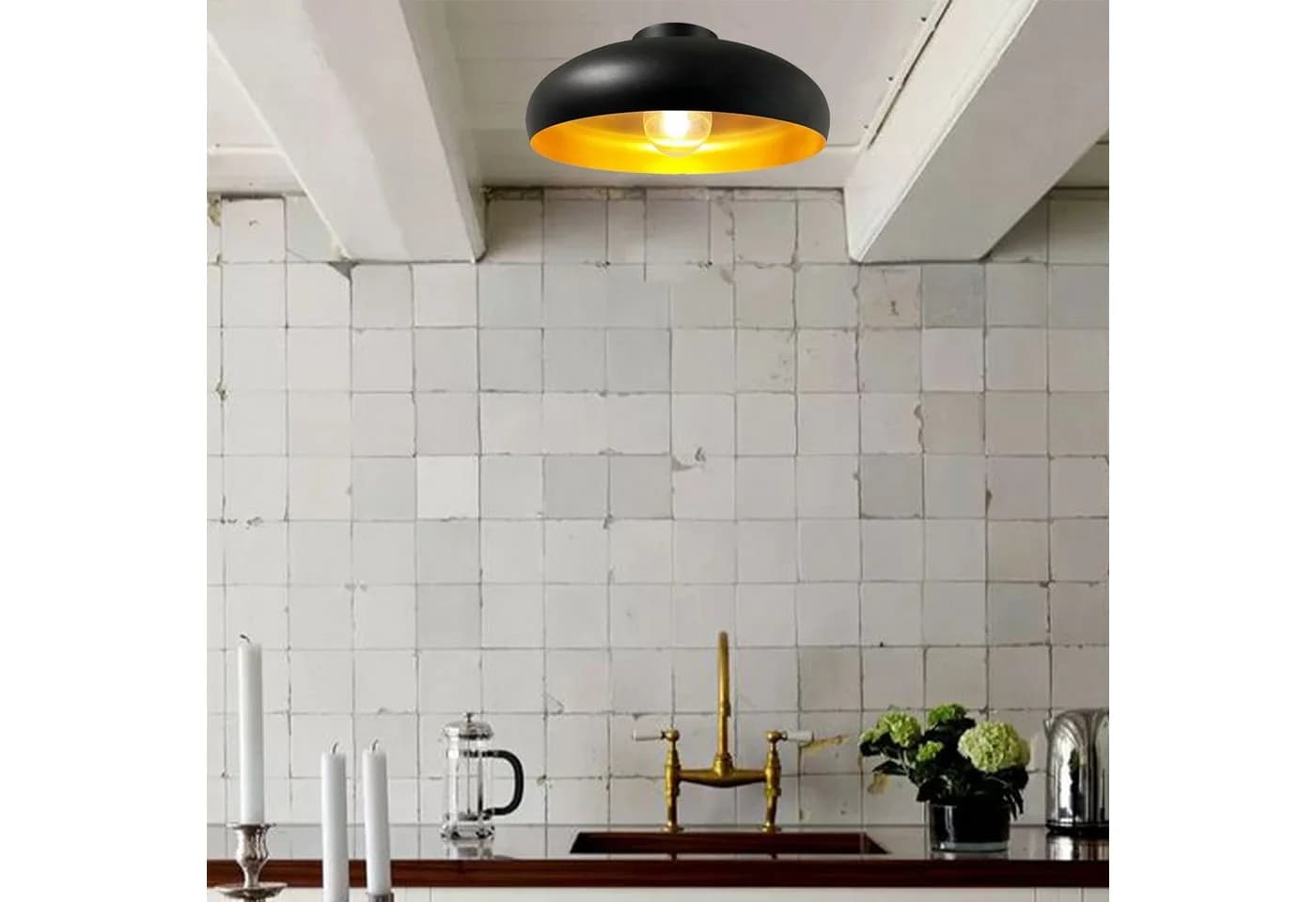 Deckenleuchte Olli Schwarz/Gold Ø 40 cm Metall E27